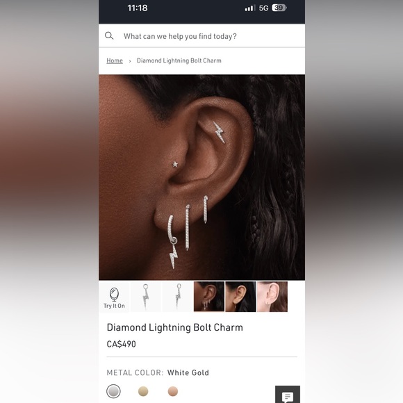 Maria Tash white gold and diamond lightning bolt charm. - Picture 8 of 12